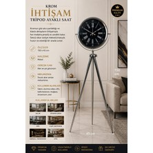 Krom Ihtişam 150 x 45 cm Metal Tripod Ayaklı Saat