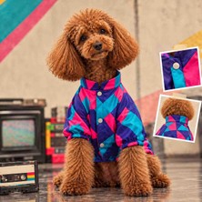 Çok Renkli Retro Kapişonlu Mont