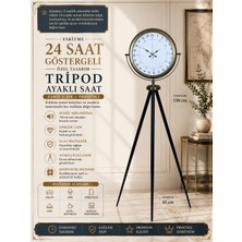 Eskitme 24 Saat Göstergeli Özel Tasarım Tripod Ayaklı Saat – 24 Saat Göstergeli Beyaz Kadran