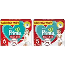 Zemira Külot Bez 6 Beden 90 Bebek Bezi 15KG+ & Külot Bez 5 Beden 96 Bebek Bezi 12KG-17KG