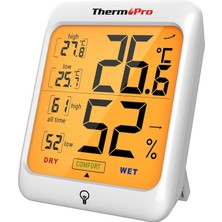 Zemira Thermopro TP53 Dijital Termometre Higrometre Iç Mekan Sıcaklık Nem Ölçer Dokunmatik Aydınlatmalı