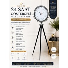 Krom 24 Saat Göstergeli Özel Tasarım Tripod Ayaklı Saat