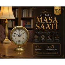 Premium Vintage 25 x 20 cm Eskitme Metal Masa Saati