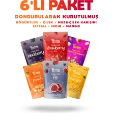 Fruwy Freeze Dried 6'lı Paket (Çilek, Mango, Böğürtlen, Şeftali, Incir, Muz ve Çilek Karışımı)