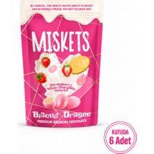 Beyaz Çikolata Kaplamalı Çilek Bisküvi Draje 80 gr x 6 Adet