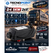 TecnoPoint D4 5kw 24V Sabit Tip Dizel Isıtıcı – Bluetooth Kontrollü, Dijital Ekranlı, Uzaktan Kumandalı Tır ve Kamyon Isıtıcısı