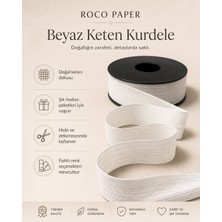 Roco Paper Co. Beyaz Keten Kurdele 2,5 cm x 20 Metre, Hediye Paketi ve Hobi Şeridi, Ambalaj ve Süsleme Kurdelesi