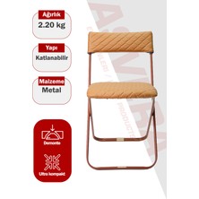 Asvera Anatolia Krem Katlanabilir Çelik Sandalye 6'lı Set Salon Balkon