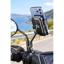 Yenilig 1 Adet 360° Dikiz Aynası Telefon Tutucu – Bisiklet Motosiklet Scooter Için Ayarlanabilir Tutucu Esnek Başlıklı Sert Plastik Gövde Silikon Ped Phone Holder