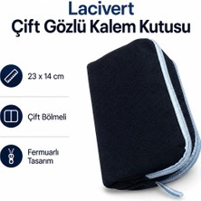 Maison Luré Kalem Kutusu Geniş Kapasiteli Çift Gözlü Fermuarlı Kalem Çantası 23X14 cm