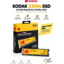 Kodak X300S 512GB M.2 Nvme Pcıe GEN3X4 2280 SSD 2000 Mb/s Okuma 1000 Mb/s Yazma Hızlı SSD