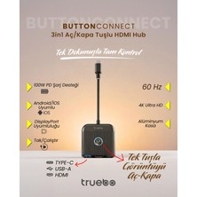 Truebo ButtonConnect 3in1 Aç/Kapa Tuşu HDMI Hub