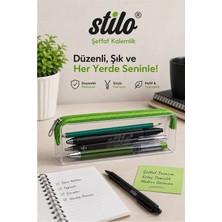 Maison Luré Kalem Kutusu Yeşil Fermuarlı Şeffaf Kalemlik, Tek Bölmeli, Çocuklar Için Renkli Öğle