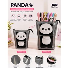 Maison Luré Kalem Kutusu Panda Desenli Hologram Deri Kalemlik, Fermuarlı, 18X11 Cm, Büyüyüp Küçülebilir