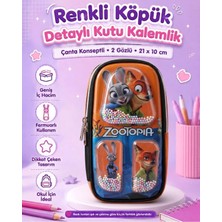 Maison Luré Kalem Kutusu Renkli Köpüklü Şeffaf Kalemlik, 2 Gözlü, 21X10 Cm, Şık ve Kullanışlı