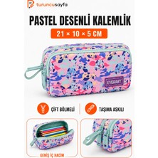 Maison Luré Kalem Kutusu Pembe Iki Bölmeli Kalem Çantası, Şık ve Kullanışlı Tasarım