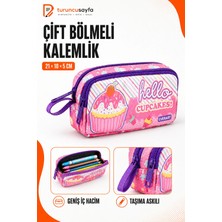 Maison Luré Kalem Kutusu Çift Bölmeli Cup Cake Pembe Kalem Çantası, Şık ve Pratik Tasarım