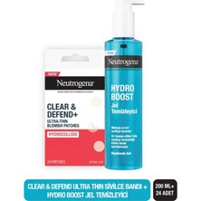 Neutrogena Clear & Defend Ultra Thin Blemish Patch Akne ve Sivilce Bandı 24'lü+Hydro Boost yüz yıkama jeli