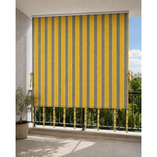 Utku Tekstil Utku-Tekstil-Sarı-Gri Balkon Perdesi Üst Kornişli, Bağcıklı, Güneş ve Rüzgar Koruyucu Dış Mekan Perdesi