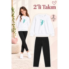 Genosha Kız Çocuk Bisiklet Yaka Sweatshirt ve Tayt 2’li Takım