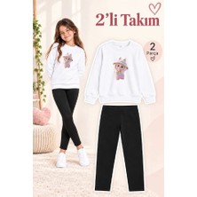Genosha Kız Çocuk Bisiklet Yaka Sweatshirt ve Tayt 2’li Takım