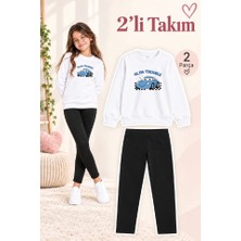 Genosha Kız Çocuk Bisiklet Yaka Sweatshirt ve Tayt 2’li Takım