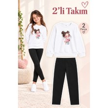 Genosha Kız Çocuk Bisiklet Yaka Sweatshirt ve Tayt 2’li Takım