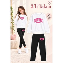Genosha Kız Çocuk Bisiklet Yaka Sweatshirt ve Tayt 2’li Takım