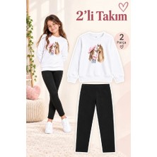 Genosha Kız Çocuk Bisiklet Yaka Sweatshirt ve Tayt 2’li Takım