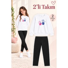 Genosha Kız Çocuk Bisiklet Yaka Sweatshirt ve Tayt 2’li Takım