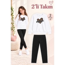 Genosha Kız Çocuk Bisiklet Yaka Sweatshirt ve Tayt 2’li Takım