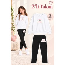 Genosha Kız Çocuk Bisiklet Yaka Sweatshirt ve Tayt 2’li Takım