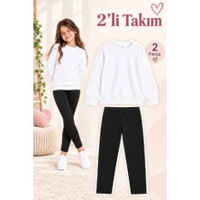 Genosha Kız Çocuk Bisiklet Yaka Sweatshirt ve Tayt 2’li Takım