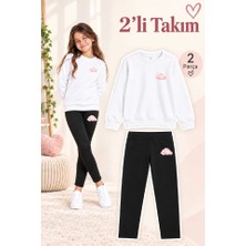 Genosha Kız Çocuk Bisiklet Yaka Sweatshirt ve Tayt 2’li Takım