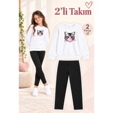 Genosha Kız Çocuk Bisiklet Yaka Sweatshirt ve Tayt 2’li Takım
