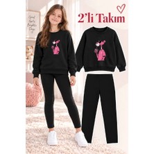 Genosha Kız Çocuk Bisiklet Yaka Sweatshirt ve Tayt 2’li Takım