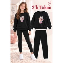Genosha Kız Çocuk Bisiklet Yaka Sweatshirt ve Tayt 2’li Takım