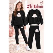 Genosha Kız Çocuk Bisiklet Yaka Sweatshirt ve Tayt 2’li Takım