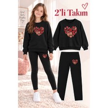 Genosha Kız Çocuk Bisiklet Yaka Sweatshirt ve Tayt 2’li Takım