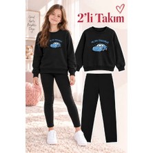 Genosha Kız Çocuk Bisiklet Yaka Sweatshirt ve Tayt 2’li Takım