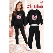 Genosha Kız Çocuk Bisiklet Yaka Sweatshirt ve Tayt 2’li Takım