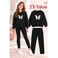 Genosha Kız Çocuk Bisiklet Yaka Sweatshirt ve Tayt 2’li Takım