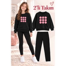 Genosha Kız Çocuk Bisiklet Yaka Sweatshirt ve Tayt 2’li Takım
