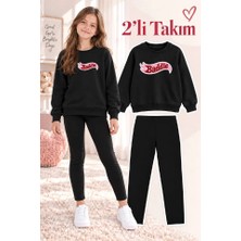 Genosha Kız Çocuk Bisiklet Yaka Sweatshirt ve Tayt 2’li Takım