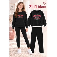 Genosha Kız Çocuk Bisiklet Yaka Sweatshirt ve Tayt 2’li Takım
