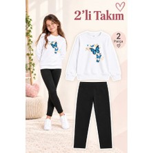 Genosha Kız Çocuk Bisiklet Yaka Sweatshirt ve Tayt 2’li Takım