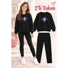 Genosha Kız Çocuk Bisiklet Yaka Sweatshirt ve Tayt 2’li Takım