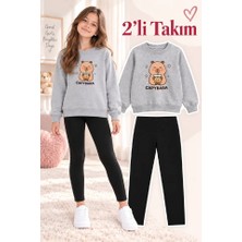 Genosha Kız Çocuk Bisiklet Yaka Sweatshirt ve Tayt 2’li Takım