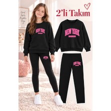 Genosha Kız Çocuk Bisiklet Yaka Sweatshirt ve Tayt 2’li Takım