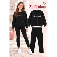 Genosha Kız Çocuk Bisiklet Yaka Sweatshirt ve Tayt 2’li Takım